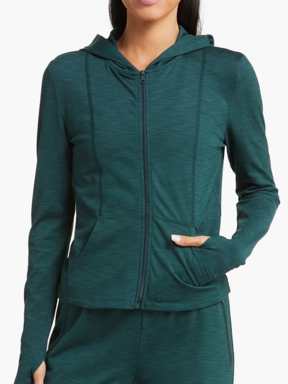 Beyond Yoga Spacedye High Energy Hoodie Green Heather Size Small  Full Zip